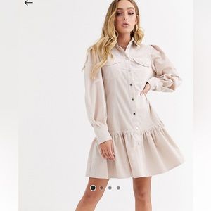 ASOS DESIGN cord popper mini dress with pephem